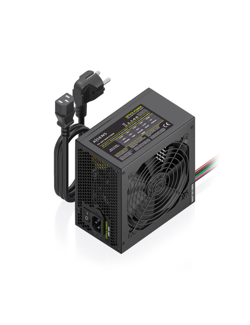 AISENS Fuente Alimentacion ATX 500W con Cable de Alimentacion OEM, Negra