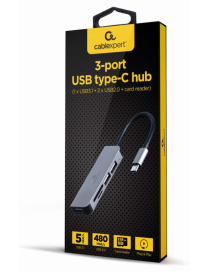 Gembird UHB-CM-CRU3P1U2P2-01 base para portátil y replicador de puertos Alámbrico USB 3.2 Gen 1 (3.1 Gen 1) Type-A Plata