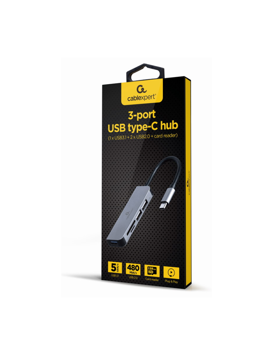 Gembird UHB-CM-CRU3P1U2P2-01 base para portátil y replicador de puertos Alámbrico USB 3.2 Gen 1 (3.1 Gen 1) Type-A Plata