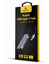 Gembird UHB-CM-U3P1U2P3-01 base para portátil y replicador de puertos Alámbrico USB 3.2 Gen 1 (3.1 Gen 1) Type-C Plata