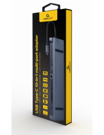Gembird A-CM-COMBO10-01 base para portátil y replicador de puertos Alámbrico USB 3.2 Gen 1 (3.1 Gen 1) Type-C Gris
