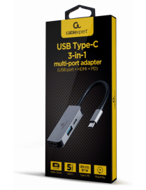 Gembird A-CM-COMBO3-02 base para portátil y replicador de puertos Alámbrico USB 3.2 Gen 1 (3.1 Gen 1) Type-C Plata