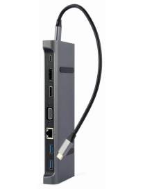 Gembird A-CM-COMBO9-02 base para portátil y replicador de puertos Alámbrico USB 3.2 Gen 1 (3.1 Gen 1) Type-C Gris
