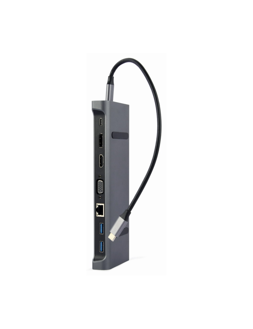 Gembird A-CM-COMBO9-02 base para portátil y replicador de puertos Alámbrico USB 3.2 Gen 1 (3.1 Gen 1) Type-C Gris