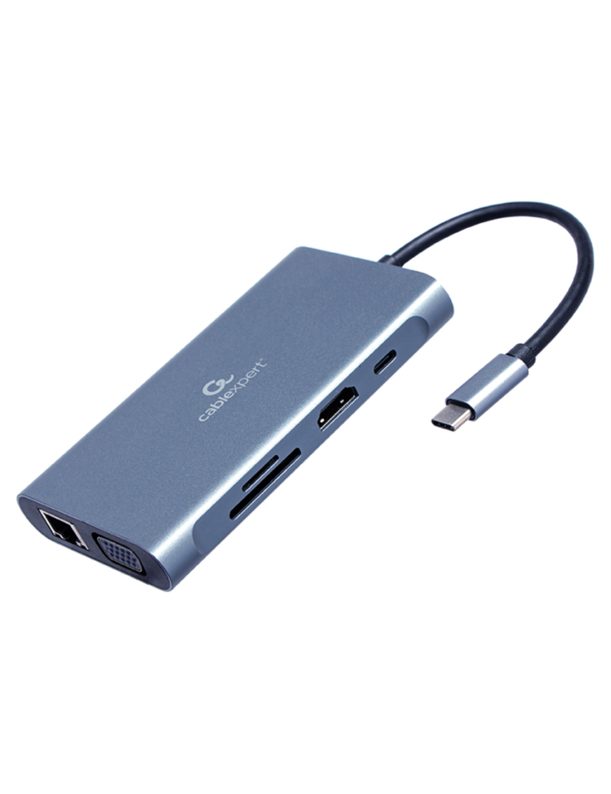 Gembird A-CM-COMBO7-01 base para portátil y replicador de puertos USB 3.2 Gen 1 (3.1 Gen 1) Type-A Gris