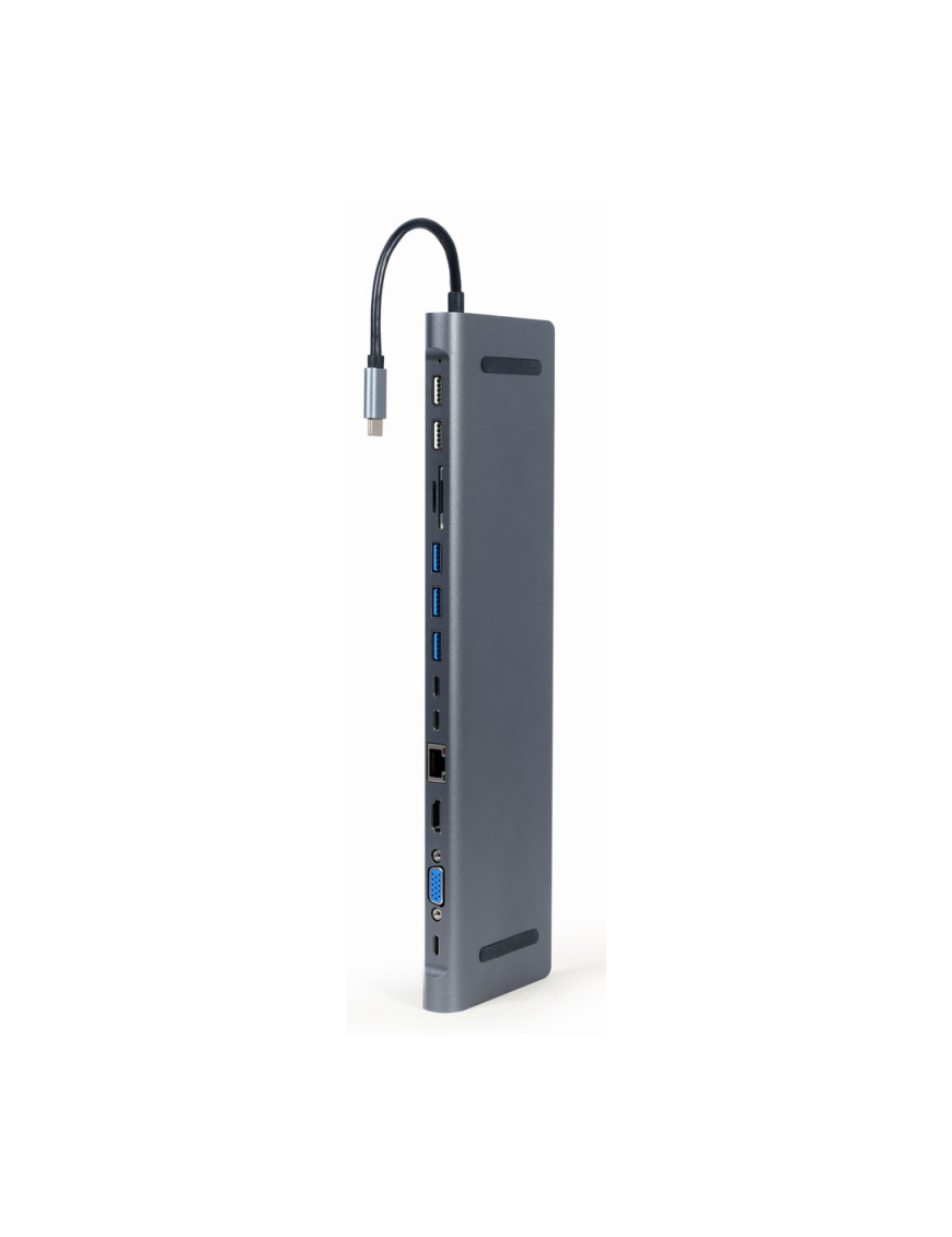 Gembird A-CM-COMBO9-01 base para portátil y replicador de puertos USB 3.2 Gen 1 (3.1 Gen 1) Type-C Gris