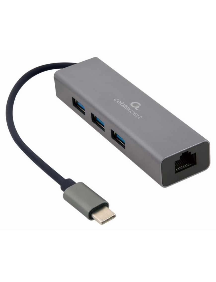 Gembird A-CMU3-LAN-01 base para portátil y replicador de puertos USB 3.2 Gen 1 (3.1 Gen 1) Type-C Gris