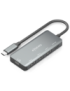 AISENS Hub USB 3.1 USB-C, USB-C/M-1xUSB-C PD 100W+1xUSB-C USB3.0/H+3xUSB-A USB2.0/H, Gris, 15cm