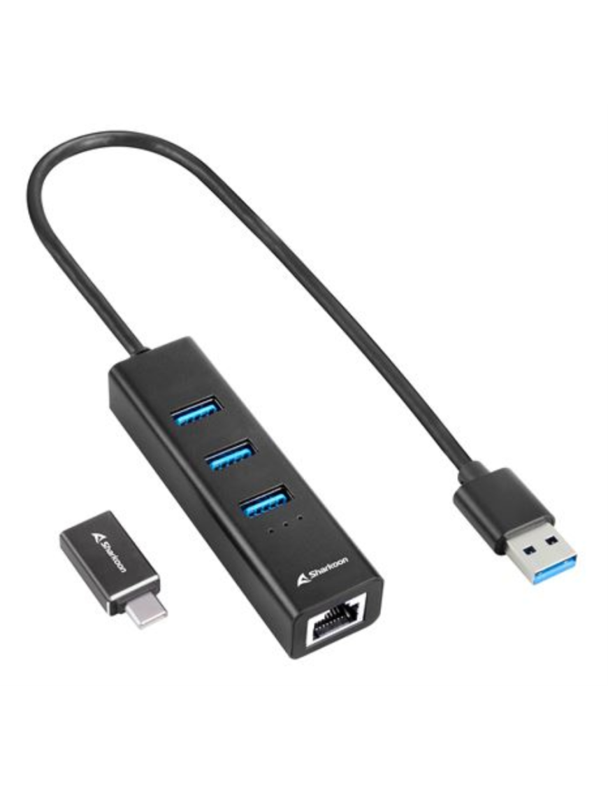 Sharkoon 4044951037575 base para portátil y replicador de puertos Inalámbrico USB 3.2 Gen 1 (3.1 Gen 1) Type-C Negro