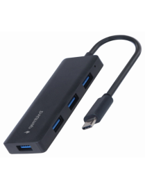 Gembird UHB-CM-U3P4-02 base para portátil y replicador de puertos Alámbrico USB 3.2 Gen 1 (3.1 Gen 1) Type-C Negro