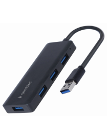 Gembird UHB-U3P4-03 base para portátil y replicador de puertos Alámbrico USB 3.2 Gen 1 (3.1 Gen 1) Type-A Negro