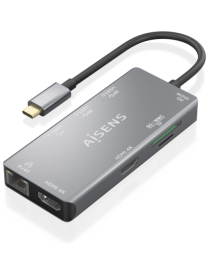 AISENS ASUC-9P018-GR base para portátil y replicador de puertos Alámbrico USB 3.2 Gen 1 (3.1 Gen 1) Type-C