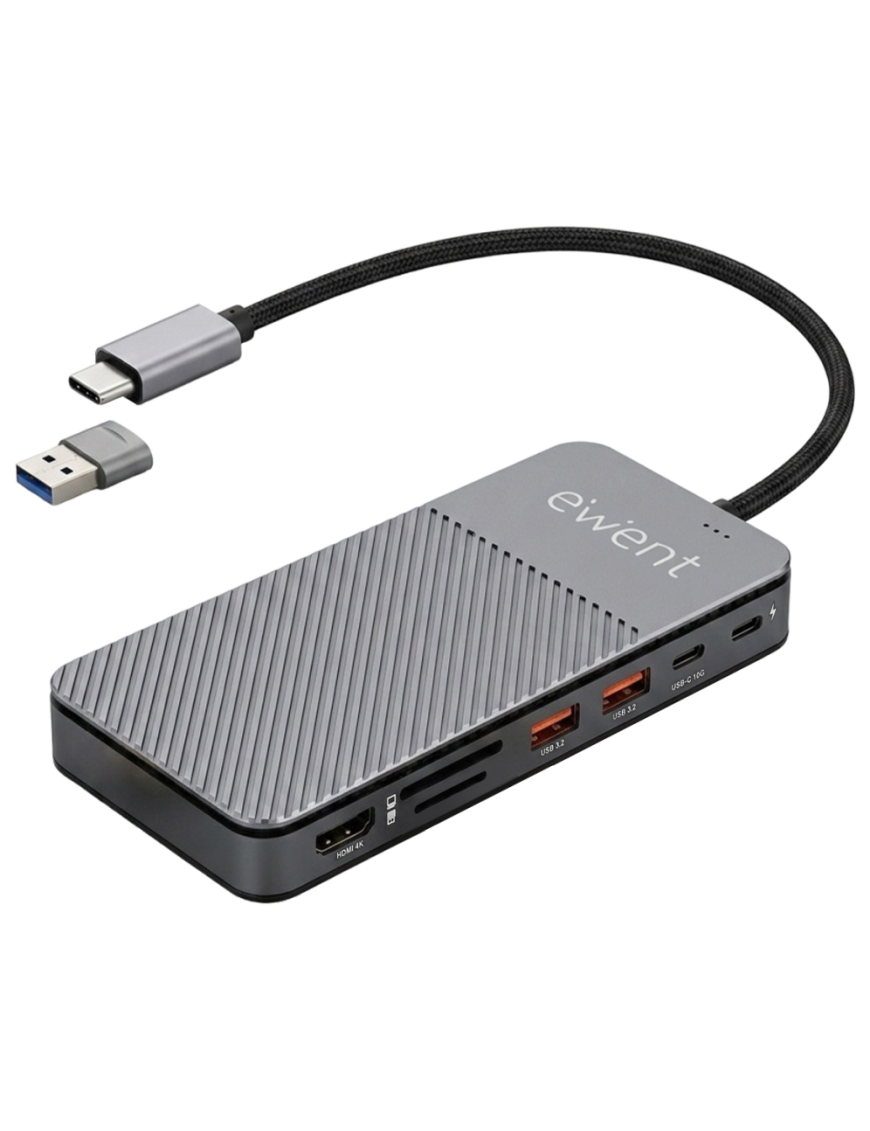 Ewent EW1156 base para portátil y replicador de puertos Alámbrico USB 3.2 Gen 1 (3.1 Gen 1) Type-C Aluminio