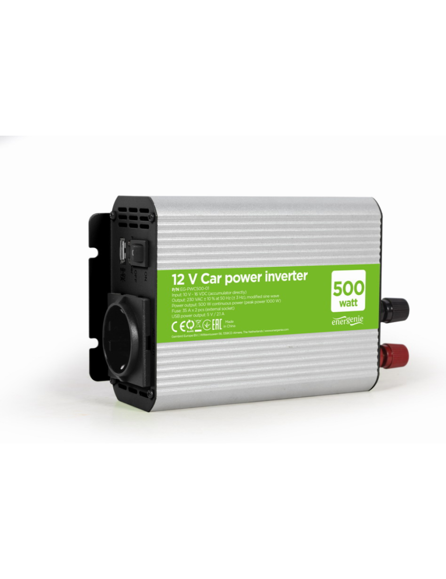 Gembird EG-PWC500-01 adaptador e inversor de corriente Auto 500 W Gris