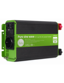 EnerGenie EG-PWC-PS500-01 adaptador e inversor de corriente Auto 500 W Negro, Verde