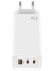 Leotec Cargador 65W GaN 2 USB-C PD + 1 USB-A Blanco