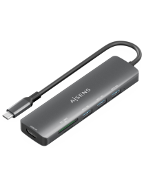 AISENS ASUC-6P024-GR base para portátil y replicador de puertos Alámbrico USB 3.2 Gen 1 (3.1 Gen 1) Type-C
