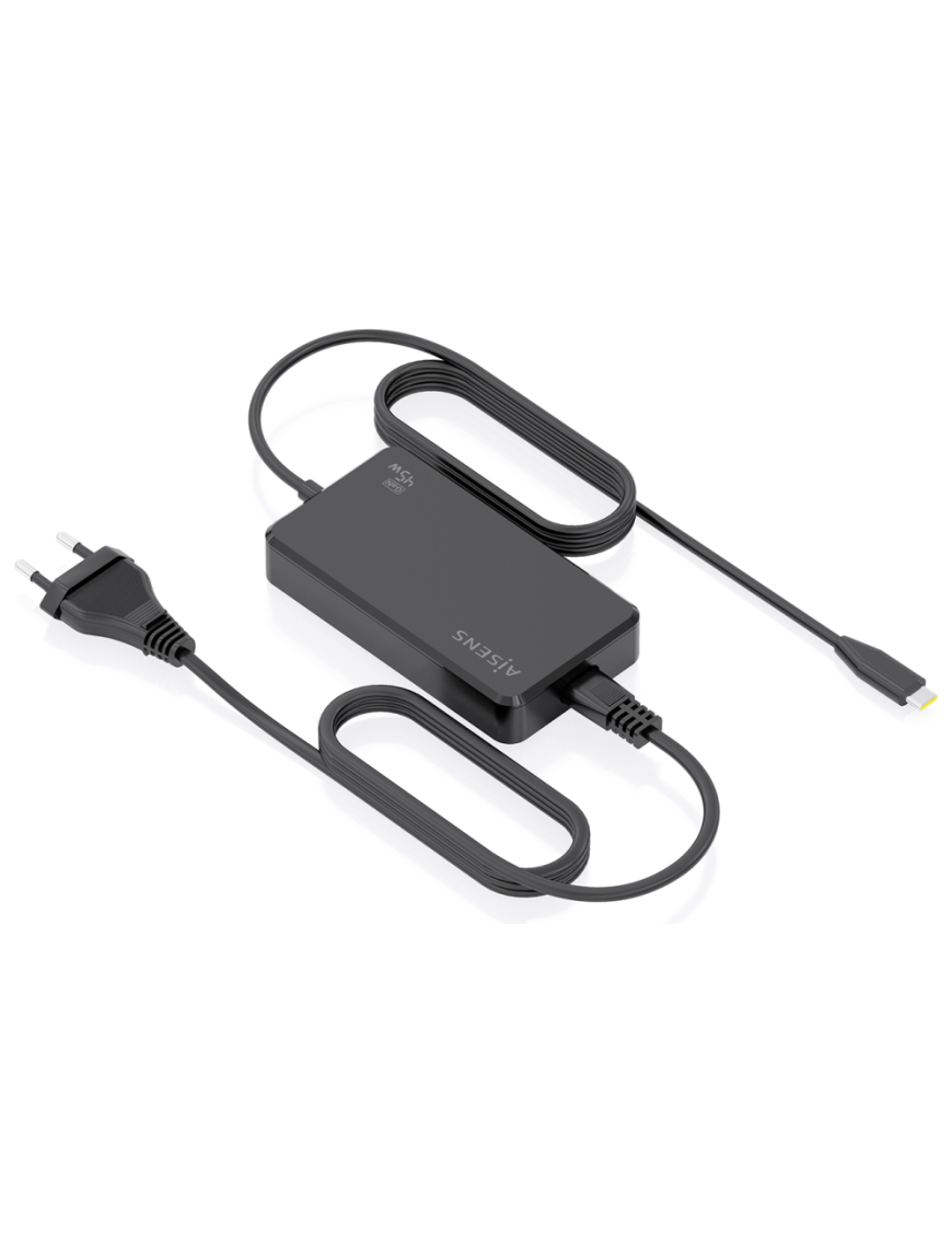 AISENS Cargador De Sobremesa GaN 45W PD3.0 1xUSB-C 1.8m, Negro