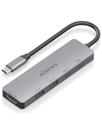 AISENS USB-C Dock 5 en 1, USB-C a 1xHDMI 2xUSB-A 1xUSB-C 1xUSB-C PD, Gris, 15cm