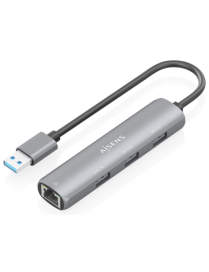 AISENS USB3.0 Dock USB-A A Ethernet Gigabit + Hub 3xUSB-A, Gris, 15cm