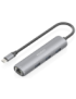 AISENS Dock USB-C A Ethernet Gigabit + Hub 3xUSB-A, Gris, 15cm