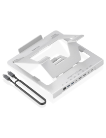 AISENS Soporte de Sobremesa Ajustable para Portatil / Tablet con USB-C Docking 7 en 1, Gris