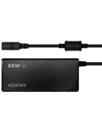 AISENS Cargador 65 W Automatico Universal Multitension Para Portatil Con 9 Conectores + USB-A QC.3.0