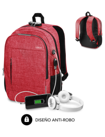 SUBBLIM Mochila para Portátil Urban Lock Backpack 16" Red