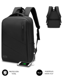 SUBBLIM City Backpack Mochila para portátil 15.6", Poliéster Oxford, Negra
