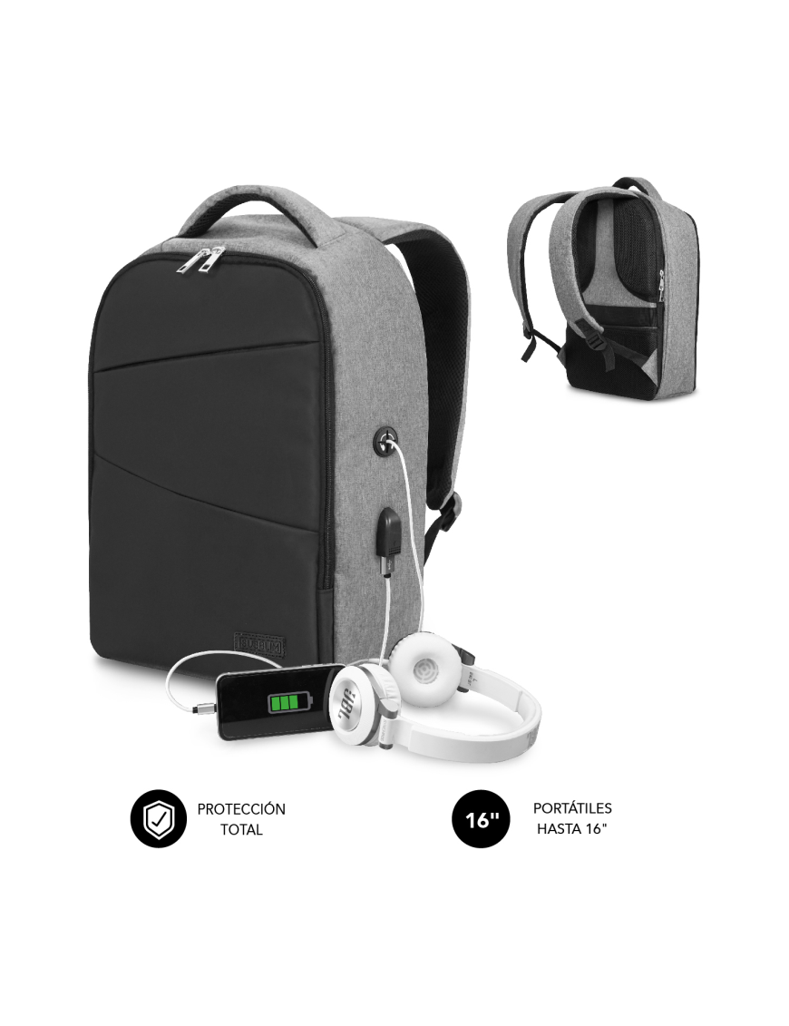 SUBBLIM Mochila Antirrobo Secure V2 AP Antitheft Backpack Gris/Negra