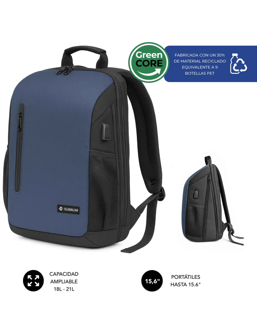 SUBBLIM Nomad Xpand Air Padding mochila City backpack Azul Poliéster reciclado