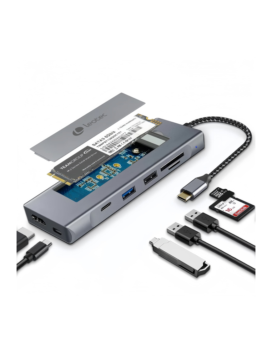 Leotec Docking Station 8 en 1 con ranura M.2 para SSD