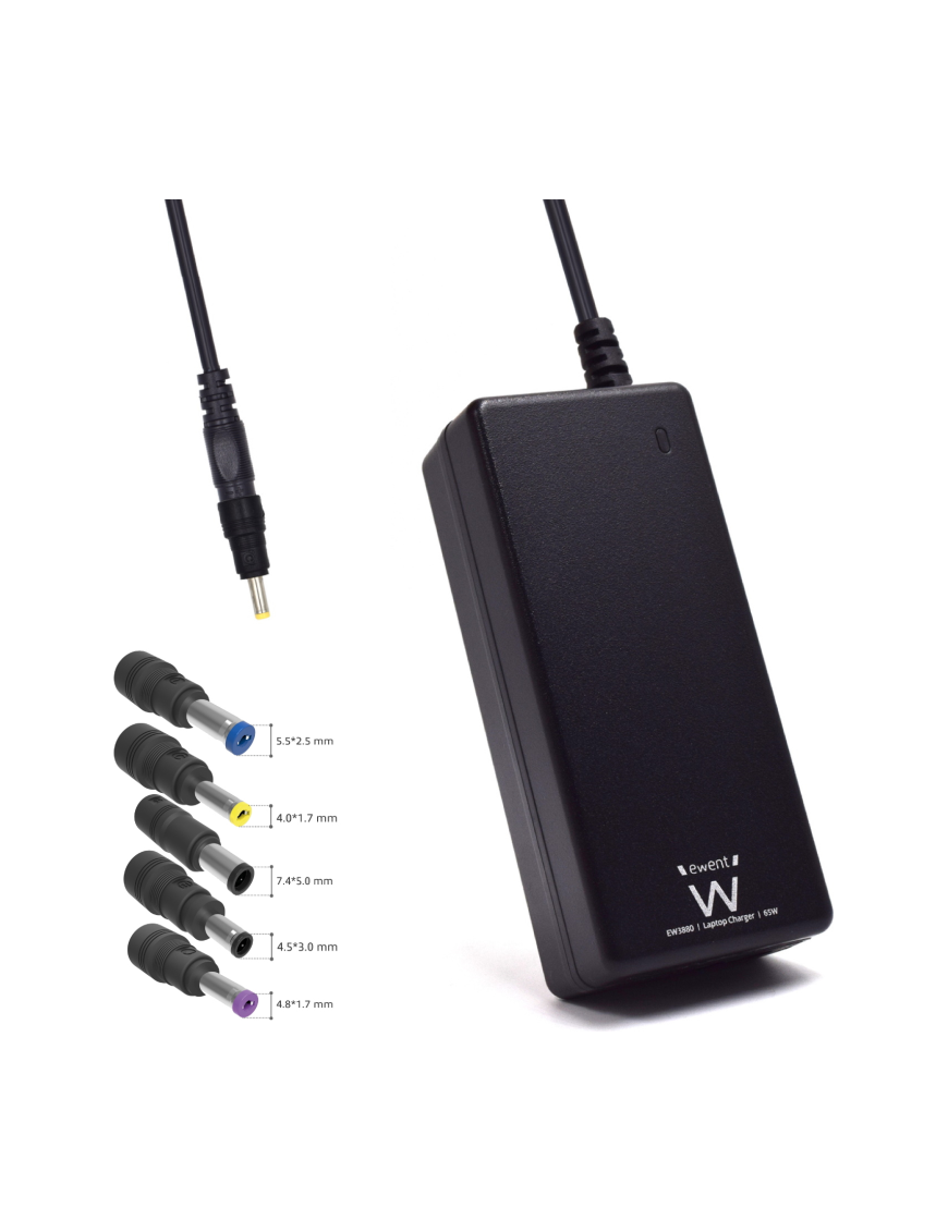 Ewent EW3898 adaptador e inversor de corriente Interior 65 W Negro