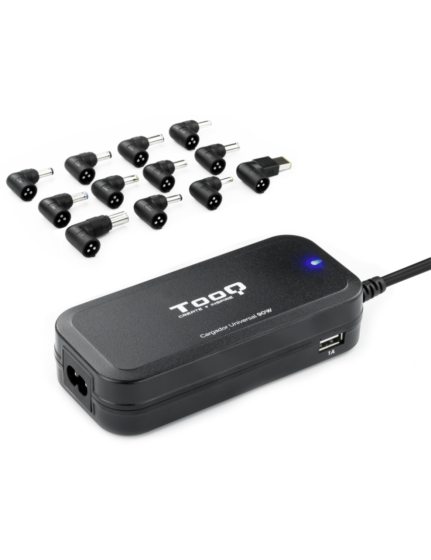 TooQ TQLC-90BS02AT adaptador e inversor de corriente Interior 90 W Negro