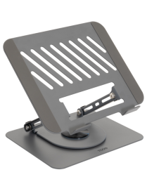 TooQ Soporte Elevador con rotación 360° y ajustable, para dispositivos de 11”-17”, Color Gris Oscuro