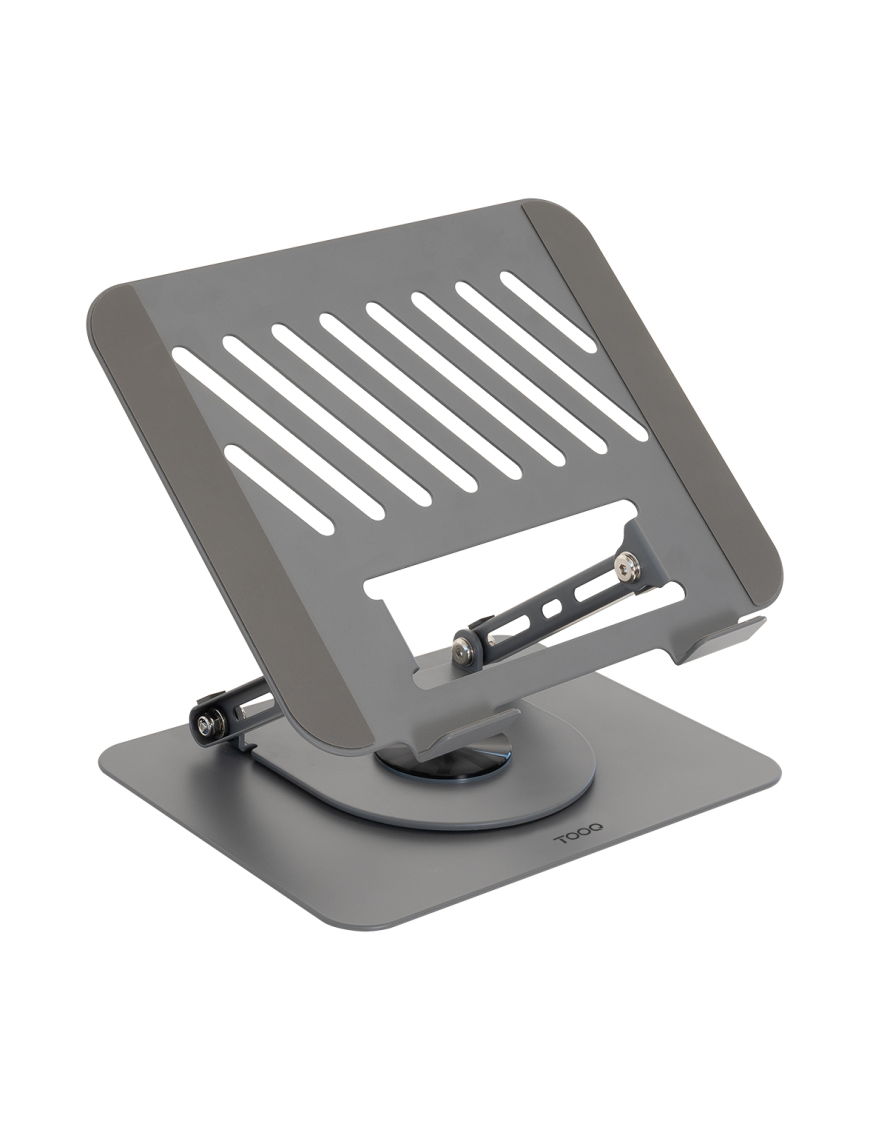 TooQ Soporte Elevador con rotación 360° y ajustable, para dispositivos de 11”-17”, Color Gris Oscuro