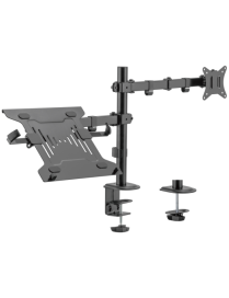 Ewent EW1519 soporte para ordenador portátil Soporte de mesa con estante para ordenador portátil y brazo para monitor Negro 39,6