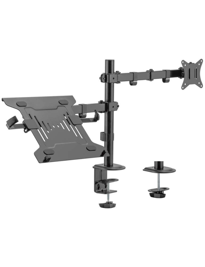 Ewent EW1519 soporte para ordenador portátil Soporte de mesa con estante para ordenador portátil y brazo para monitor Negro 39,6