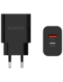 AISENS Cargador 20W, 1xUSB-C PD3.0, 1xUSB-A QC3.0, Negro