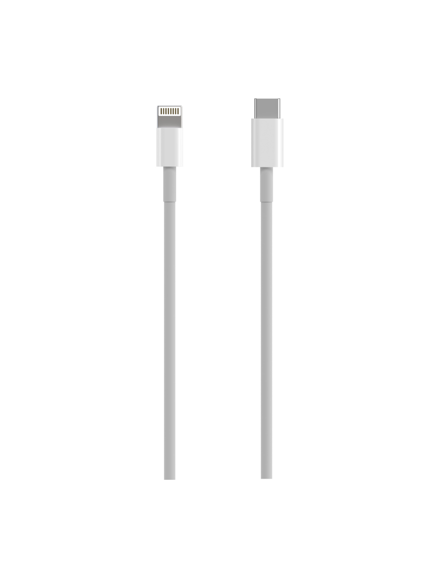 AISENS Cable USB 2.0 USB-C A Lightning PD 2A, Lightning/M-USB-C/M, Blanco, 0.5 m