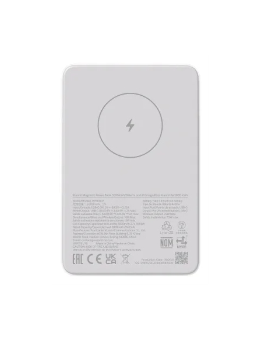 Xiaomi WPB0507 batería externa Ión de litio 5000 mAh Cargador inalámbrico Blanco