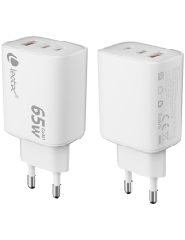 Leotec CARGADOR UNIVERSAL 65W GAN ULTRA SLIM 2 USB C PD+1 USB A BLANCO