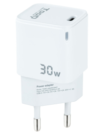TooQ Cargador de Pared GAN USB-C/PD 30W, Blanco