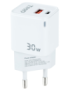 TooQ Cargador de Pared GaN USB-C/PD + USB-A/QC 30W, Blanco