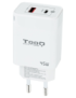 TooQ Cargador de Pared GaN USB-C/PD + USB-A/QC 45W, Blanco