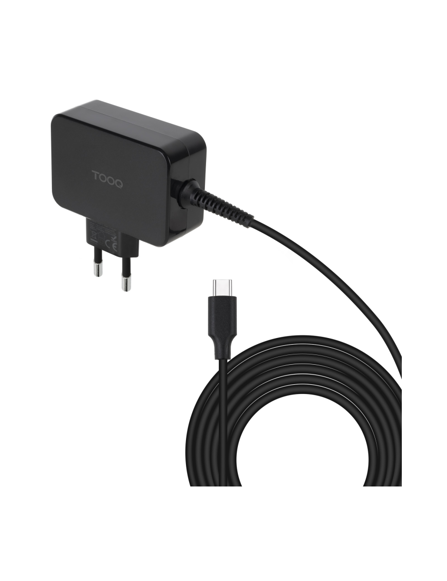 TooQ Cargador de portátil GAN USB-C PD 45W, Negro