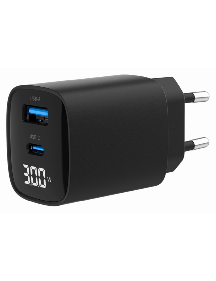 Gembird TA-UC-PDQC30LCD-BK-01 cargador de dispositivo móvil Smartphone, Reloj inteligente, Tableta Negro Corriente alterna Carga