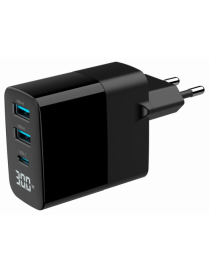 Gembird TA-UC-PDQC30LCD-BK-02 cargador de dispositivo móvil Universal Negro Corriente alterna Carga rápida Interior