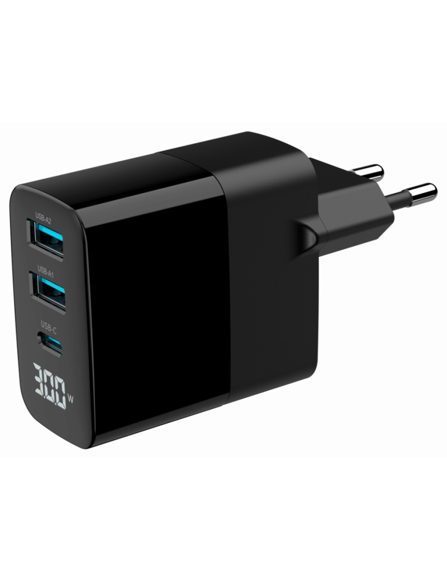 Gembird TA-UC-PDQC30LCD-BK-02 cargador de dispositivo móvil Universal Negro Corriente alterna Carga rápida Interior