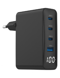 Gembird TA-UC-PDQC100LCD-01-BK cargador de dispositivo móvil Portátil, Smartphone Negro Corriente alterna Carga rápida Interior